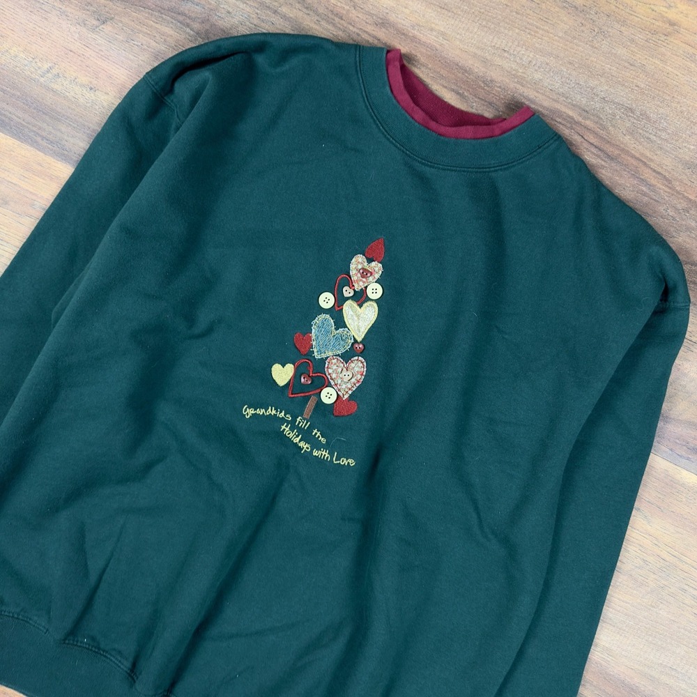 M&C Sportswear Green Grandkids Fill Holidays With Love Heart Sweatshirt XL